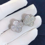 Van Cleef Arpels Diamond Paved Magic Alhambra Ear Clips Earrings