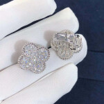Van Cleef Arpels Diamond Paved Magic Alhambra Ear Clips Earrings