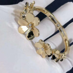 Van Cleef Arpels Frivole Bracelet 7 Flowers Yellow Gold Round Diamonds