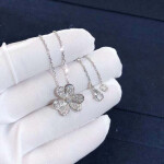 Van Cleef Arpels Frivole Pendant 18k White Gold Pave Dimonds