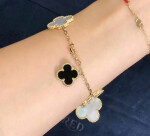 Van Cleef Arpels Magic Alhambra Bracelet 5 Motifs Yellow Gold Mother Of Pearl Onyx