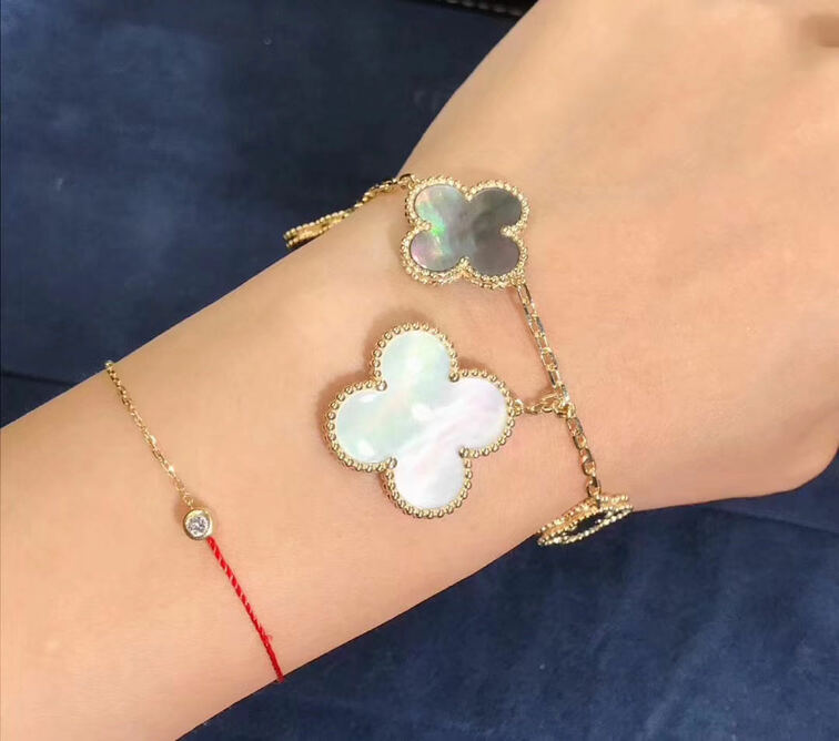 Van Cleef Arpels Magic Alhambra Bracelet 5 Motifs Yellow Gold Mother Of Pearl Onyx