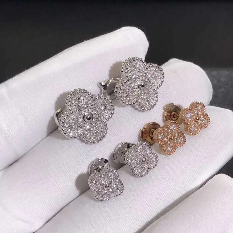 Van Cleef Arpels Magic Alhambra Earrings 18k White Gold With Diamonds