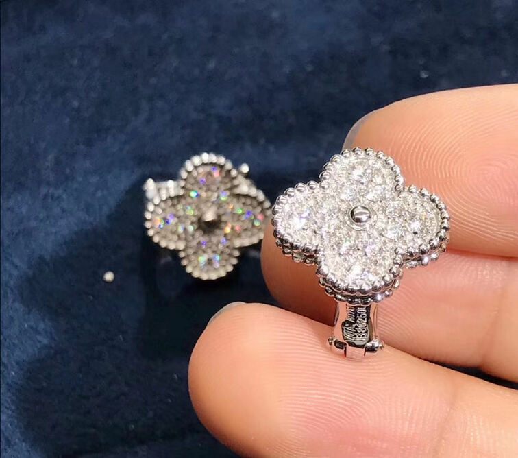 Van Cleef Arpels Magic Alhambra Earrings 18k White Gold With Diamonds