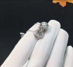 Van Cleef Arpels Perlee Clovers Pendant 18k White Gold Diamonds