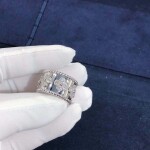 Van Cleef Arpels Perlee Clovers Ring Small Model 18k White Gold Diamond
