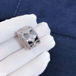 Van Cleef Arpels Perlee Clovers Ring Small Model 18k White Gold Diamond