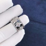 Van Cleef Arpels Perlee Clovers Ring Small Model 18k White Gold Diamond