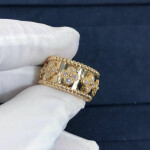 Van Cleef Arpels Perlee Clovers Ring Yellow Gold Diamond