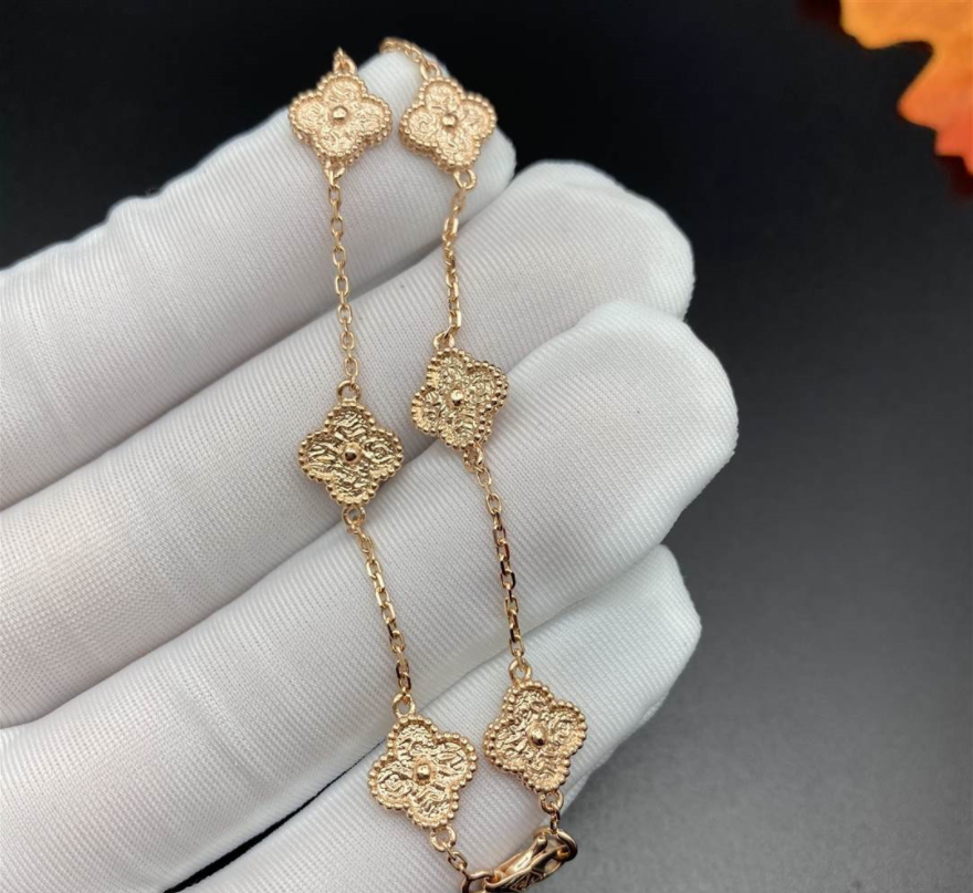 Van Cleef Arpels Sweet Alhambra 18k Rose Gold Bracelet 6 Motifs