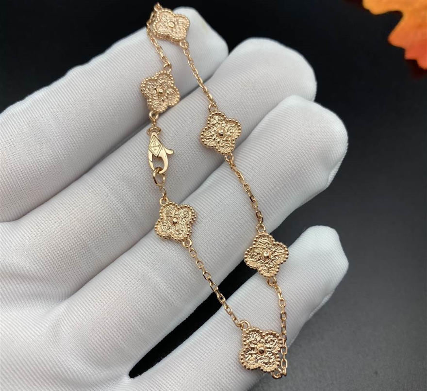 Van Cleef Arpels Sweet Alhambra 18k Rose Gold Bracelet 6 Motifs