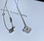 Van Cleef Arpels Sweet Alhambra Pendant 18k White Gold With Pave Diamonds 9mm