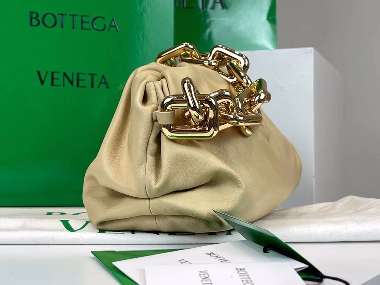 Bottega The Pouch Dark Beige Yellow Chain 26 Ss2022
