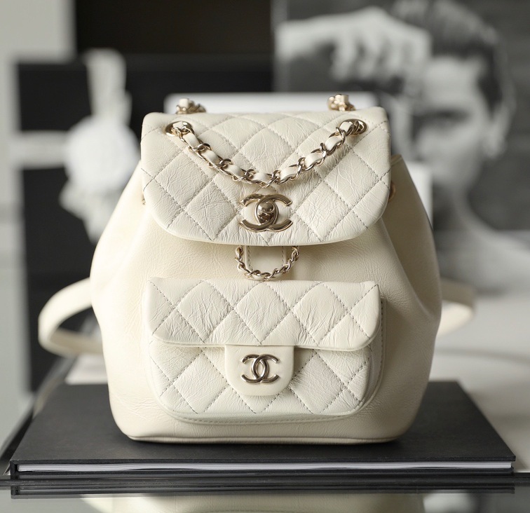 Chanel Backpack Goatskin White Ss2022