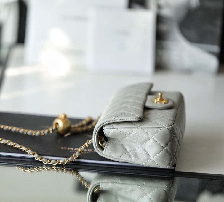 Chanel Flat Goatskin Gray Ball Chain Ss2022