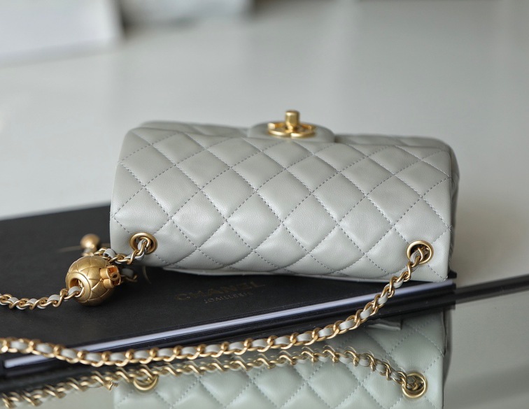 Chanel Flat Goatskin Gray Ball Chain Ss2022