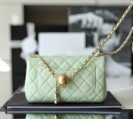 Chanel Flat Goatskin Green Ball Chain Ss2022