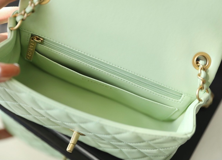 Chanel Flat Goatskin Green Ball Chain Ss2022