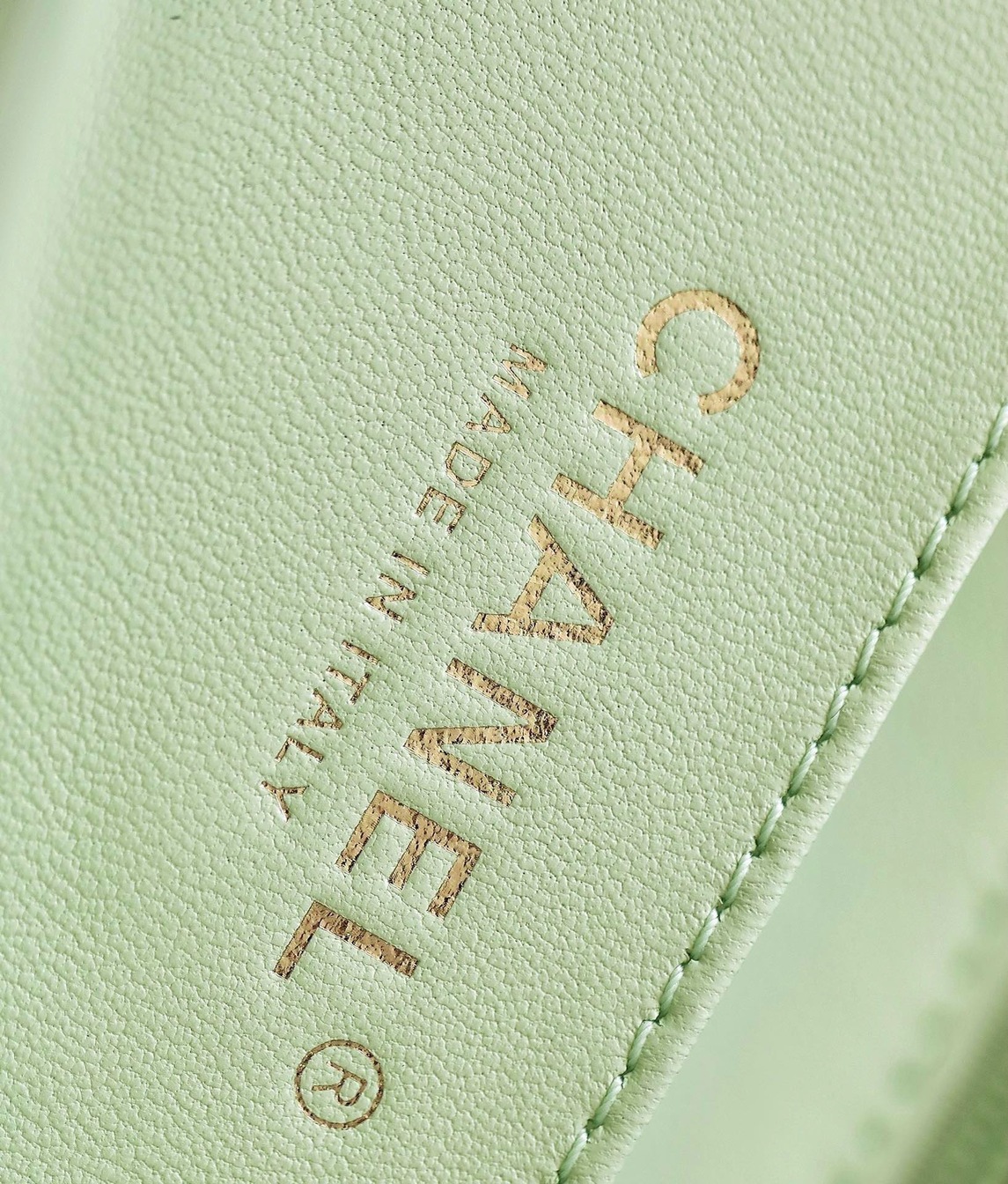 Chanel Flat Goatskin Green Ball Chain Ss2022