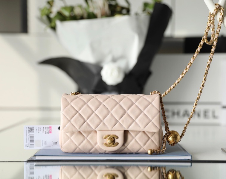 Chanel Flat Goatskin Pink Ball Chain Ss2022