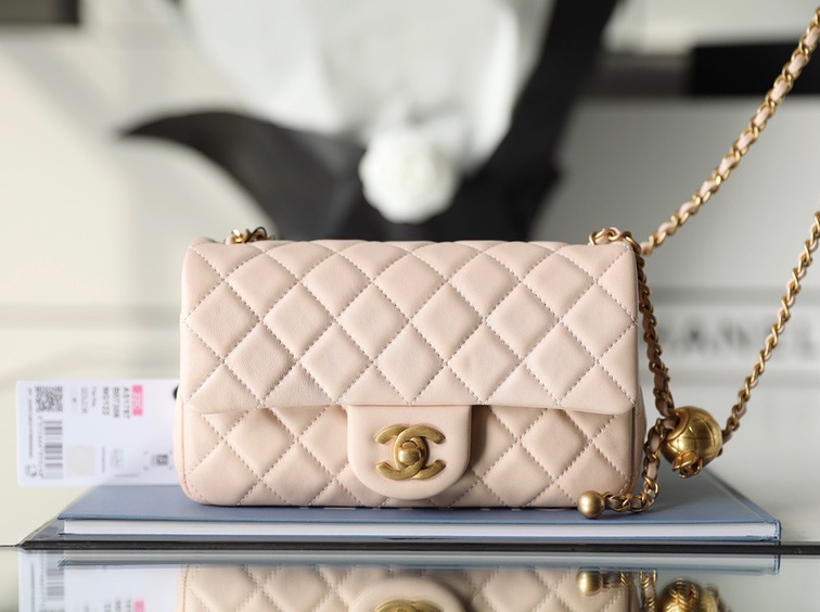 Chanel Flat Goatskin Pink Ball Chain Ss2022