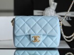 Chanel Mini Flat Caviar Blue Ss2022