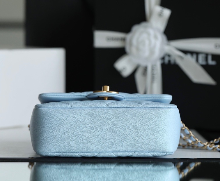 Chanel Mini Flat Caviar Blue Ss2022