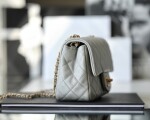 Chanel Mini Flat Goatskin Gray Ball Chain Ss2022