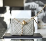 Chanel Mini Flat Goatskin Gray Ball Chain Ss2022