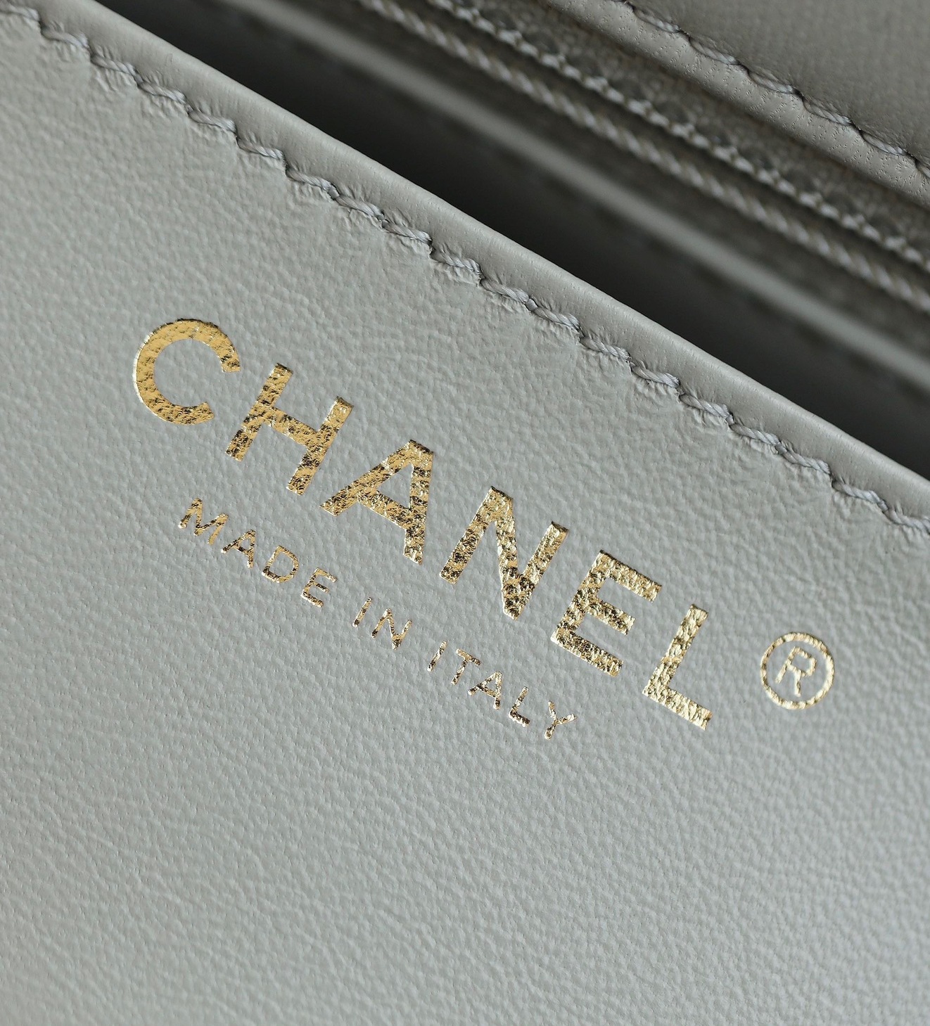 Chanel Mini Flat Goatskin Gray Ball Chain Ss2022