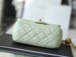 Chanel Mini Flat Goatskin Green Ball Chain Ss2022