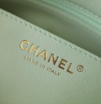 Chanel Mini Flat Goatskin Green Ball Chain Ss2022