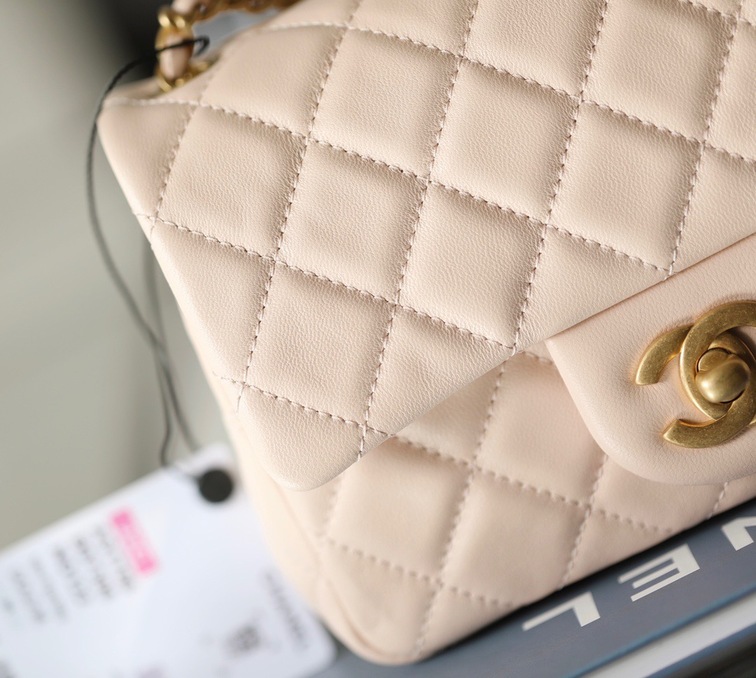 Chanel Mini Flat Goatskin Pink Ball Chain Ss2022