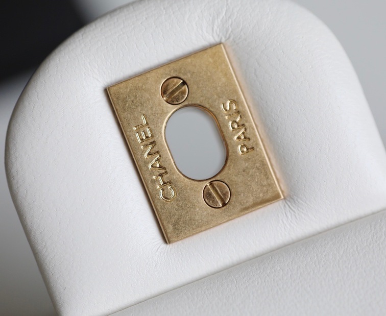 Chanel Mini Flat Goatskin White Ball Chain Ss2022