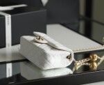 Chanel Mini Flat Goatskin White Ball Chain Ss2022