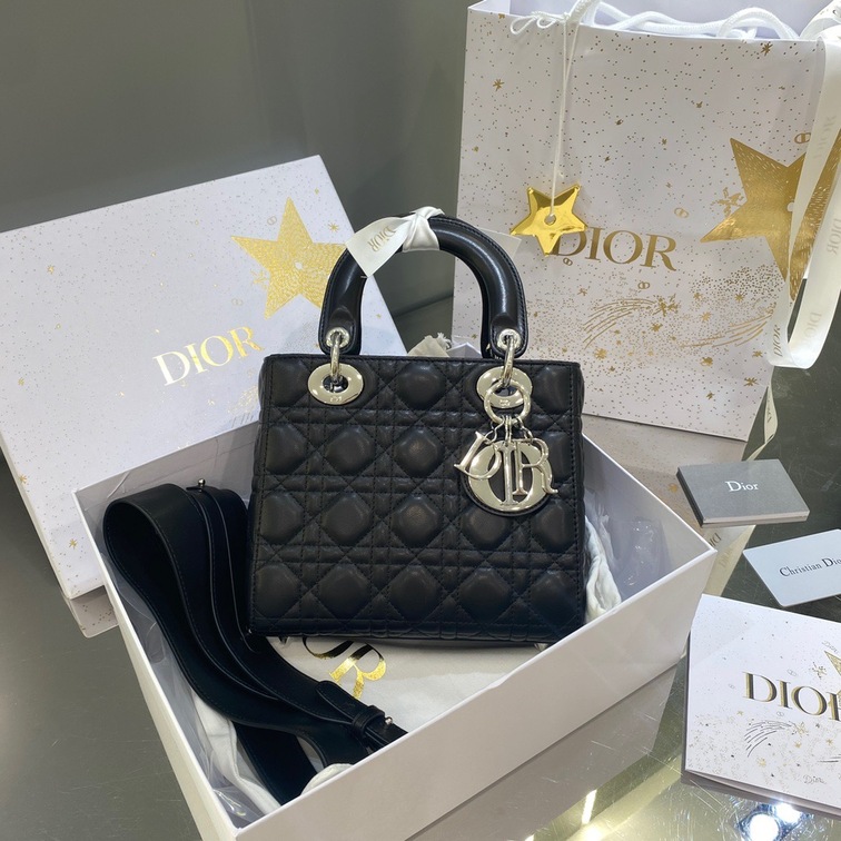 Dior Small Lady Black Sliver Chain Ss2022