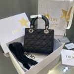 Dior Small Lady Black Sliver Chain Ss2022
