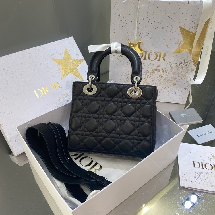 Dior Small Lady Black Sliver Chain Ss2022