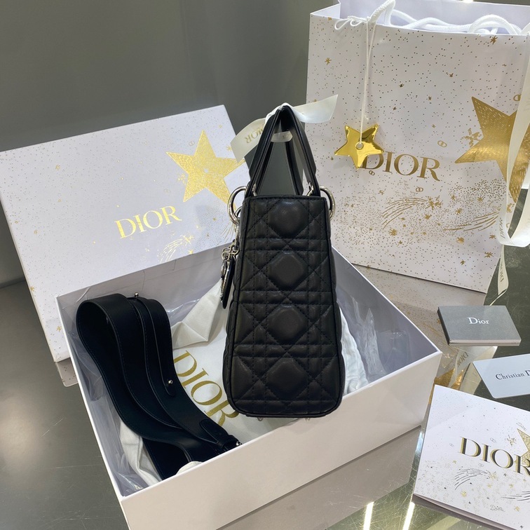 Dior Small Lady Black Sliver Chain Ss2022