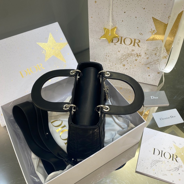 Dior Small Lady Black Sliver Chain Ss2022