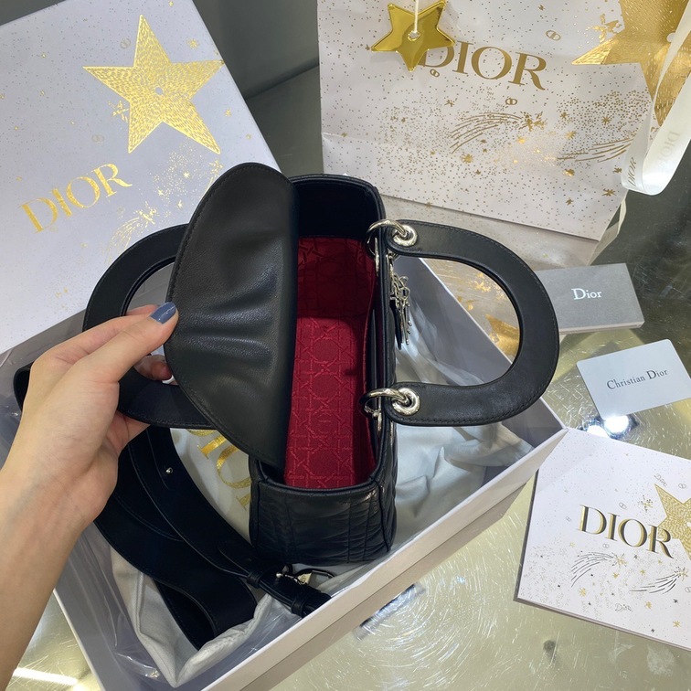 Dior Small Lady Black Sliver Chain Ss2022