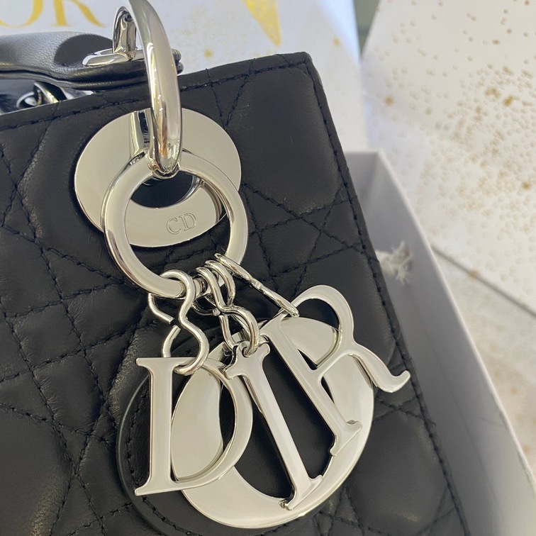 Dior Small Lady Black Sliver Chain Ss2022