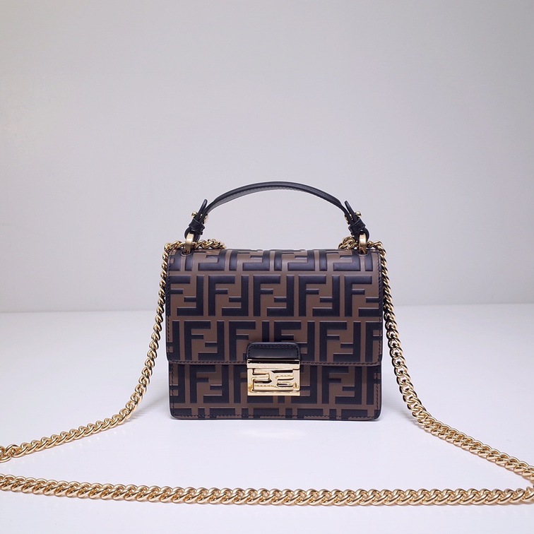 Fendi Handbag Logo 19 Brown Ss2022