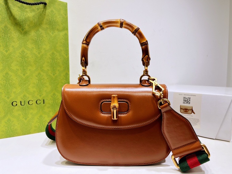 Gucci Bamboo Handbag Orange Brown Ss2022