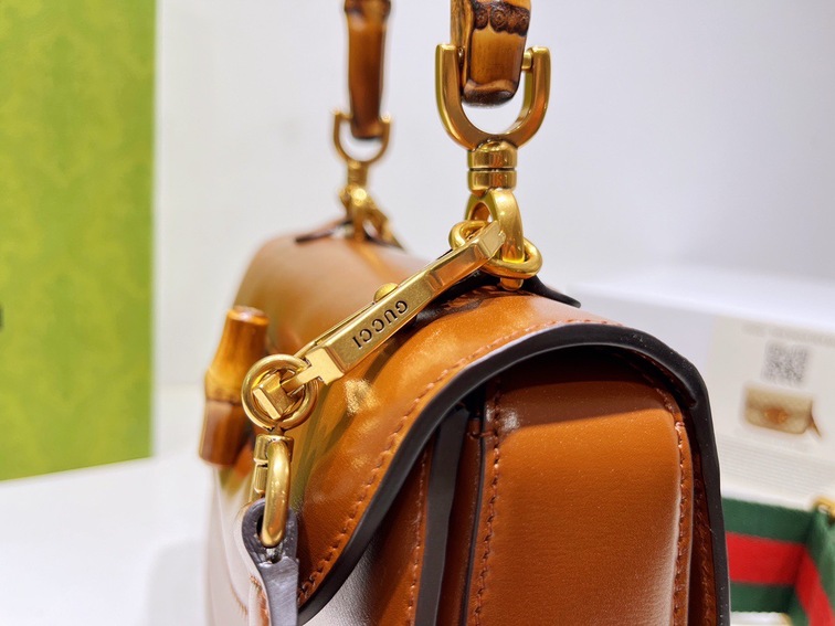 Gucci Bamboo Handbag Orange Brown Ss2022