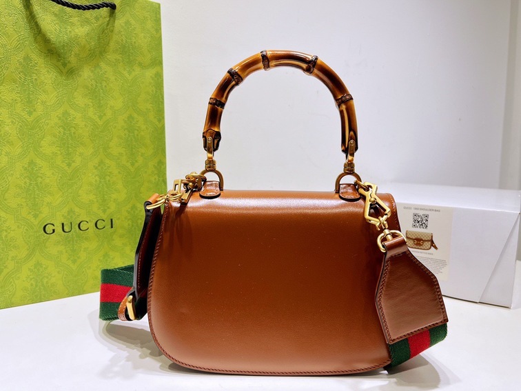 Gucci Bamboo Handbag Orange Brown Ss2022