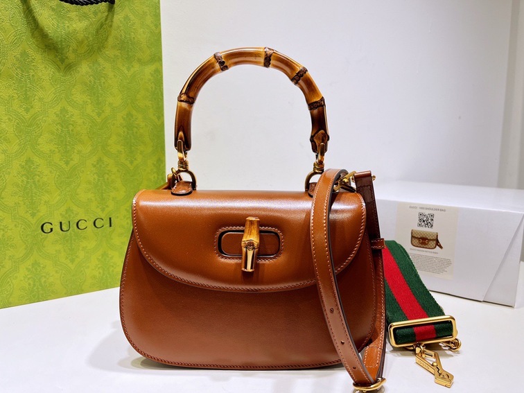 Gucci Bamboo Handbag Orange Brown Ss2022