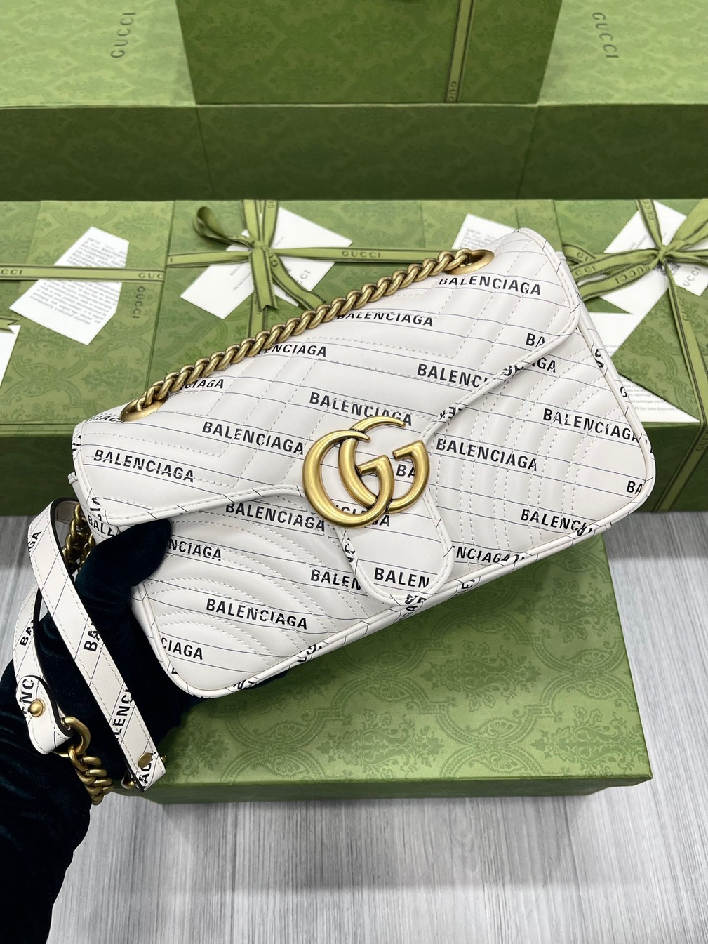 Guccix Balen Gucci Marmont White Ss2022