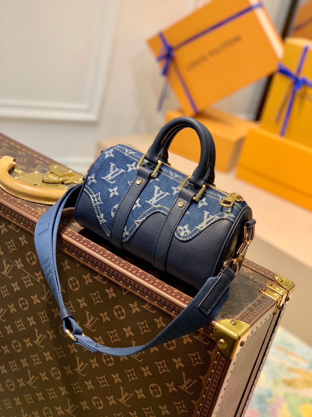 Lv Cross Body Bag Denim Blue Ss2022