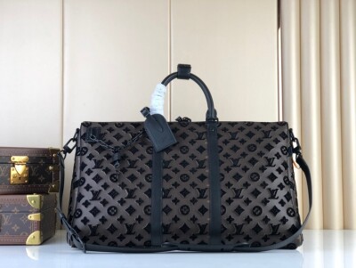 Lv Keepall Triangle Bandouliere 50 Mono Black Ss2022